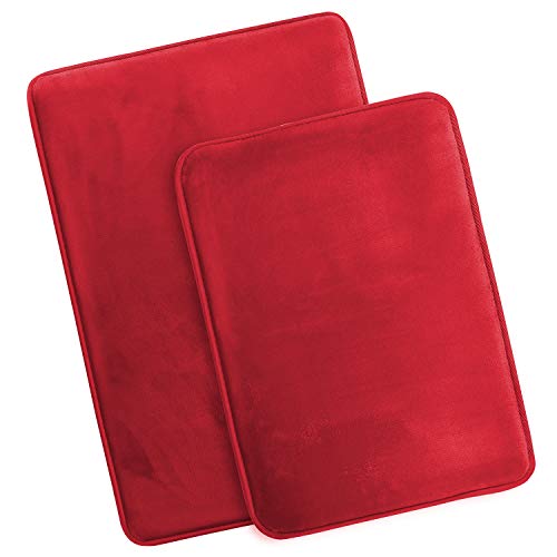 Clara Clark 2 Piece Bathroom Rugs Bath Mat Set Velvet Memory Foam Bath Mats for Bathroom NonSlip PVC Backing Bath Rugs Washable Dries Quickly Burgundy - Image 3