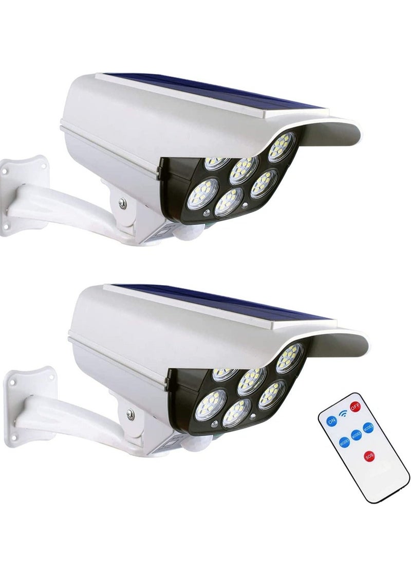 ELTRAZONE Solar Wall-mounted Light with Remote Control – 2 Pack Auto Infrared Motion Sensor LED Lights, Adjustable Roatable Angle, Simulation Surveillance CCTV Style Outdoor Wall Lights for Pathways, Corridors, Gardens & Diwali Diya Ambiance - Image 1