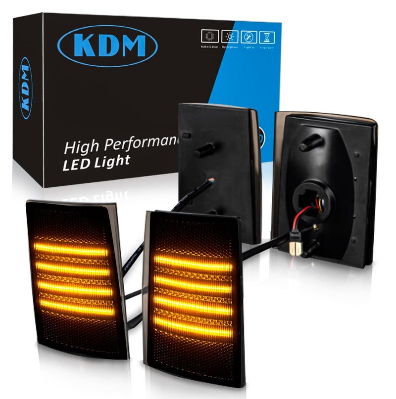 KDM Smoked Lens LED Front Bumper Corner Side Marker Light Fit for GMC Sierra CK 1500 2500 3500 Suburban Yukon 19941999 Pickup TruckCorner Signal Lamp Bright Amber4Pack