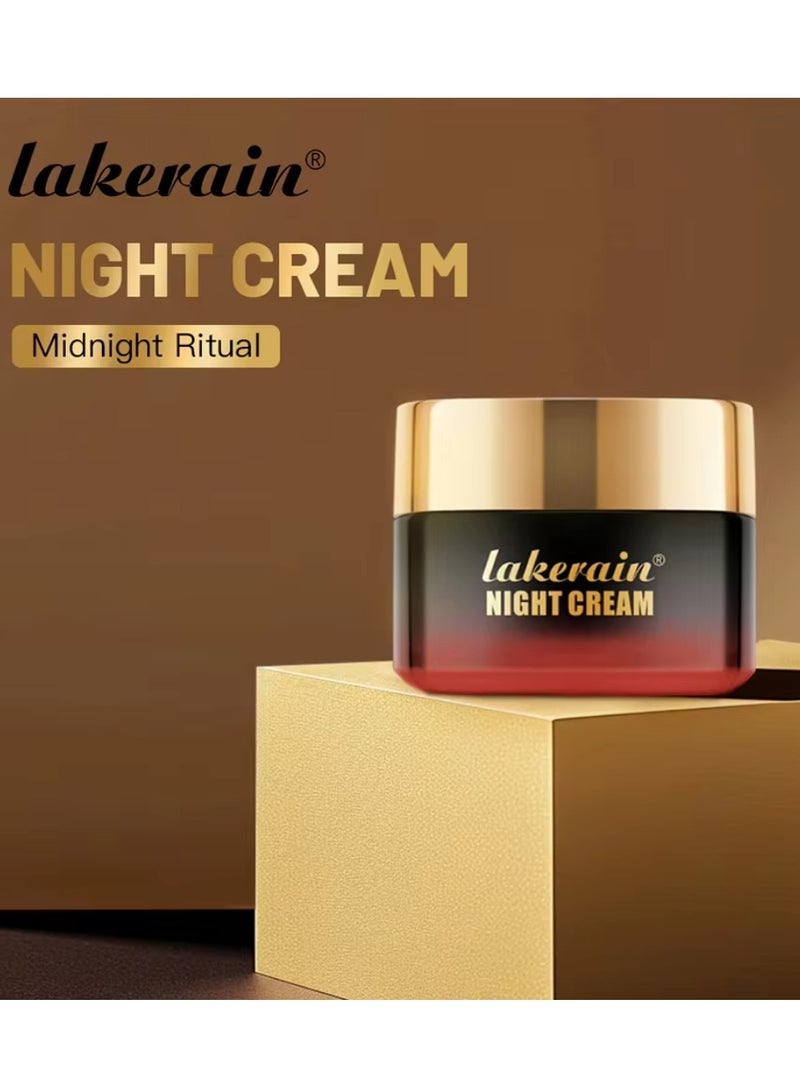 lakerain 50ml Night Cream 24H Moisturizing Firm Smooth Skin Boosts Radiance Improve Skin Elasticity and Reduce Fine Lines with Shea Butter Jojoba Seed Oil Vitamin E and Natural Root Extracts Moisturizing Face Cream Neck Cream - Image 4