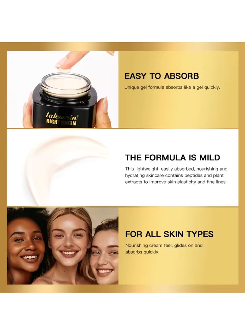 lakerain 50ml Night Cream 24H Moisturizing Firm Smooth Skin Boosts Radiance Improve Skin Elasticity and Reduce Fine Lines with Shea Butter Jojoba Seed Oil Vitamin E and Natural Root Extracts Moisturizing Face Cream Neck Cream - Image 5