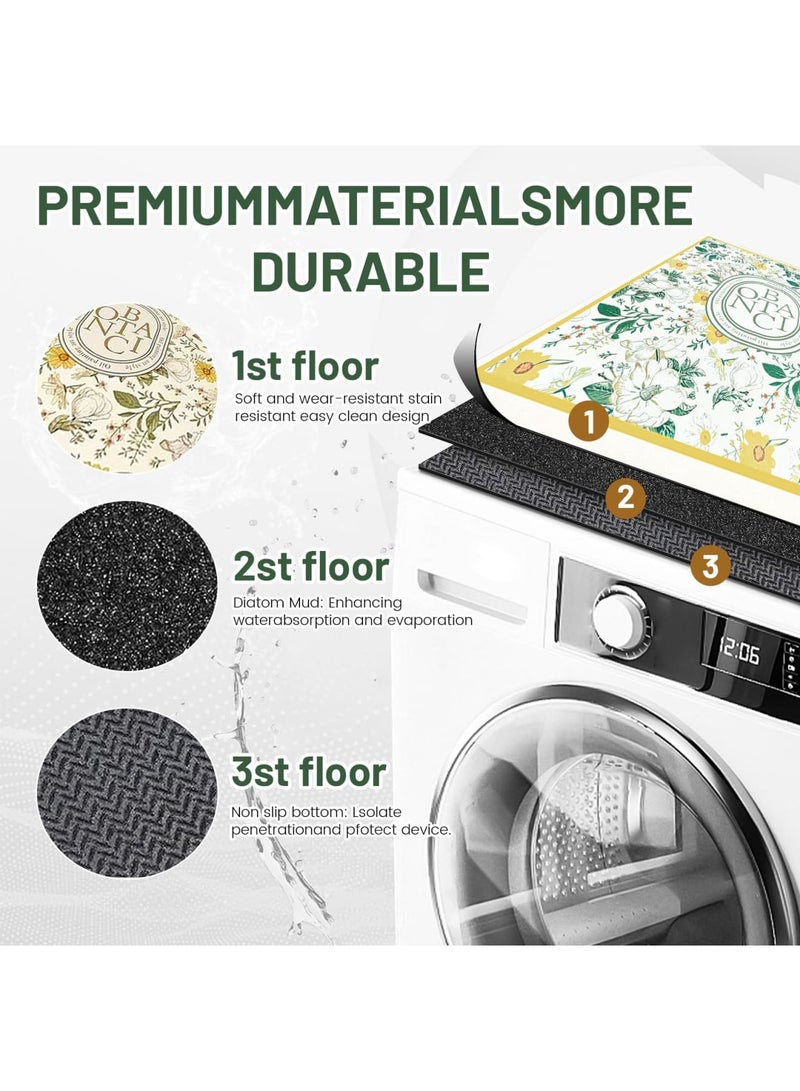 SYOSI Floral Washer and Dryer Covers, Dust Proof Anti-Slip Top Protector Mat, Decorative Washing Machine Cover for Home, Kitchen, and Laundry Room, Laundry Topper for Washer and Dryer （Energy Class） - Image 2