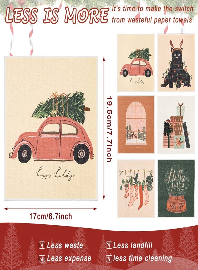 وولاين مجموعة من 6 قطع من مناشف المطبخ السويدية من والين، بتصميم بوهيمي أنيق، قابلة لإعادة الاستخدام والغسل، مصنوعة من القطن، مثالية لعيد الميلاد، مناسبة للخبز والطبخ خلال عطلة الشتاء، مقاس 6.7 × 7.7 بوصة. - Image 2