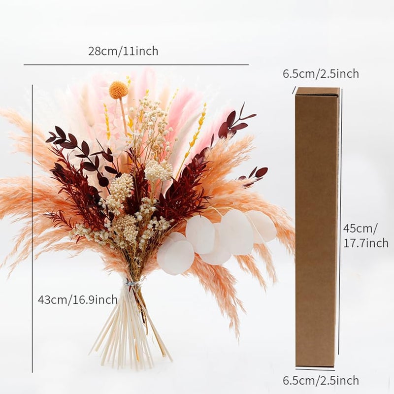Mifgra Pink Dried Flowers Bouquet - Pampas Grass, Bunny Tails, Eucalyptus, Lavender - Rustic Boho Decor for Home, Wedding, or Gift - Fluffy Pink Pampas for Flower Vase - Image 5