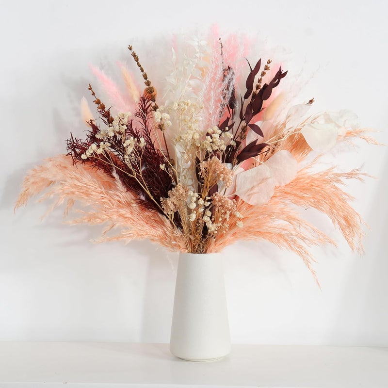 Mifgra Pink Dried Flowers Bouquet - Pampas Grass, Bunny Tails, Eucalyptus, Lavender - Rustic Boho Decor for Home, Wedding, or Gift - Fluffy Pink Pampas for Flower Vase - Image 2