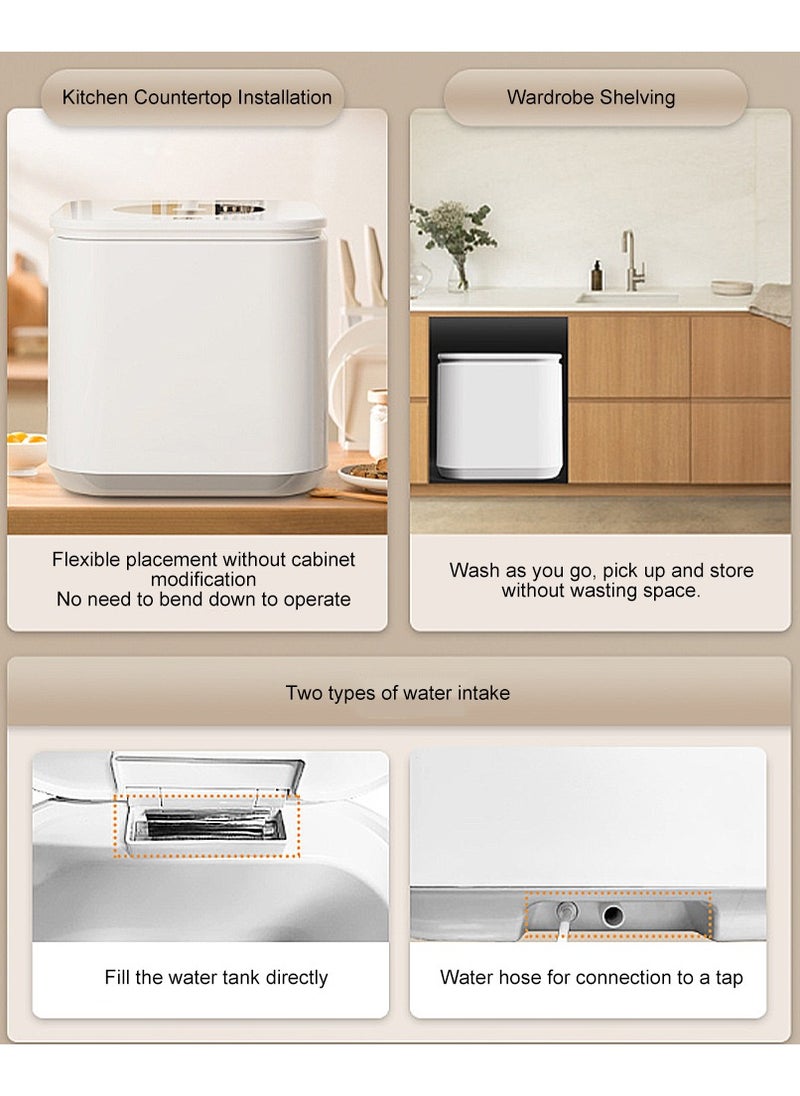 ET-LIFE - Countertop Dishwasher, Installation-Free Automatic Dishwahser, Built-in 6.8L Water Tank, Dual Water Supply Modes, High Temp Disinfection and Hot Air Drying, for Dishes, Baby Bottle, Fruit - Image 1