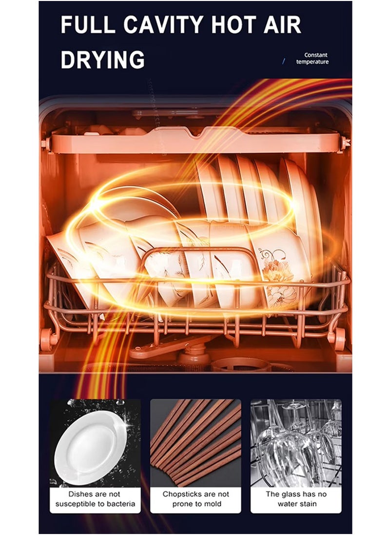 ET-LIFE - Countertop Dishwasher, Installation-Free Automatic Dishwahser, Built-in 6.8L Water Tank, Dual Water Supply Modes, High Temp Disinfection and Hot Air Drying, for Dishes, Baby Bottle, Fruit - Image 1