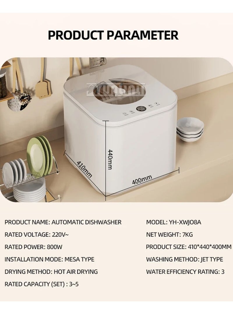 ET-LIFE - Countertop Dishwasher, Installation-Free Automatic Dishwahser, Built-in 6.8L Water Tank, Dual Water Supply Modes, High Temp Disinfection and Hot Air Drying, for Dishes, Baby Bottle, Fruit - Image 1