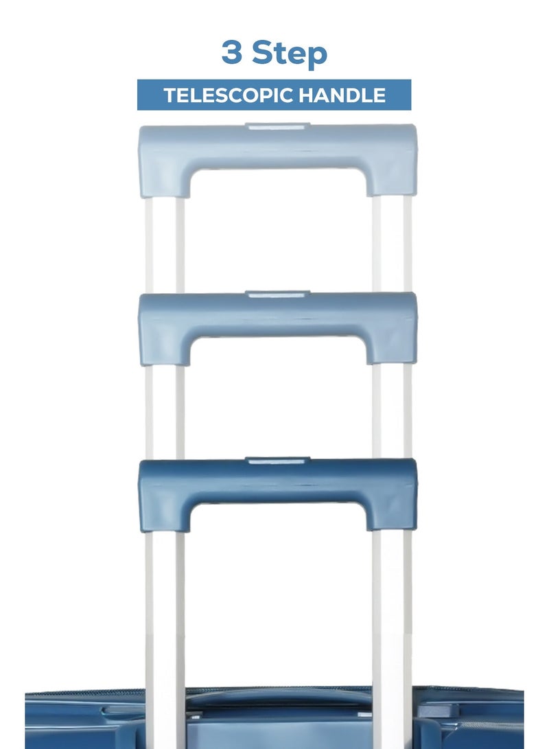 KTMC 3-Piece Polypropylene Luggage Set (20″/24″/28″) Carry-On & Checked Suitcases, Pearl Blue H-8882 - Image 5