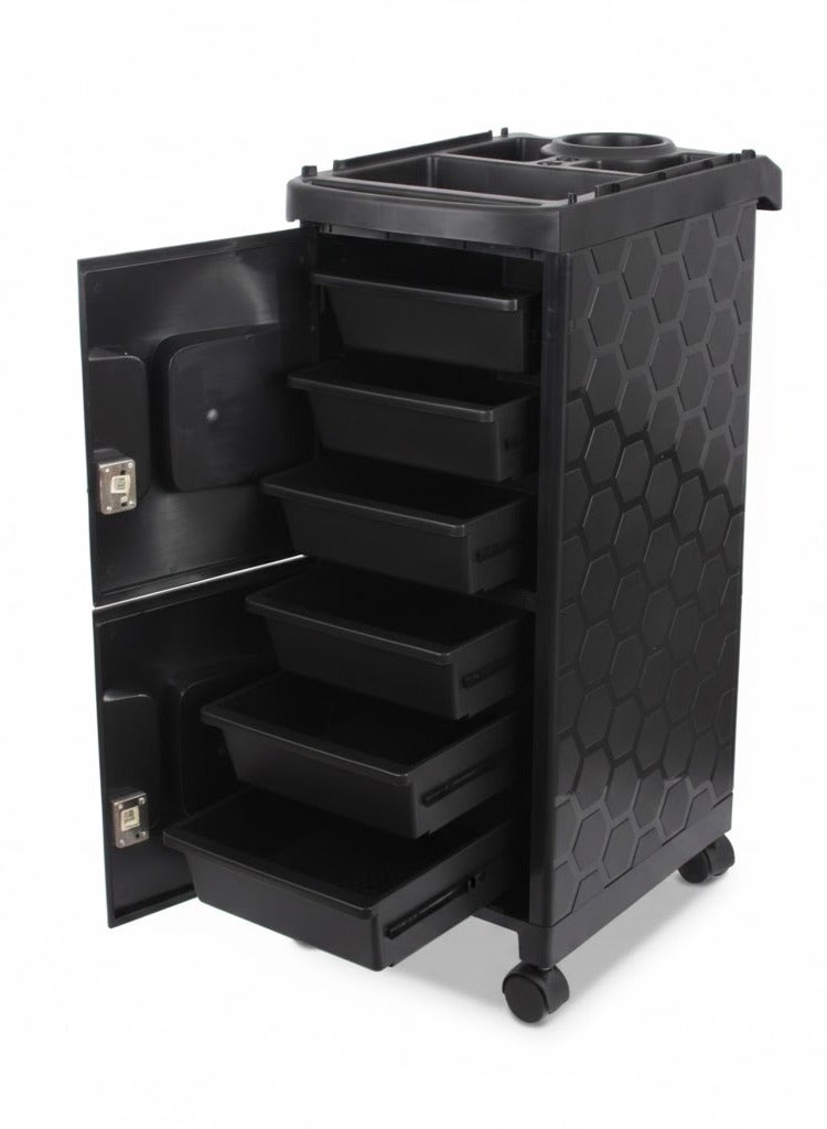 Globalstar Professional 2-Door Salon Trolley with Lock – Multi-Functional Hair Tool Storage Cart - Image 1