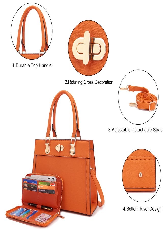 Soperwillton Purse Set Women Tote Handbag Shoulder Bag Top Handle Satchel Work Bag Crossbody Matching Wallet 2pcs - Image 4