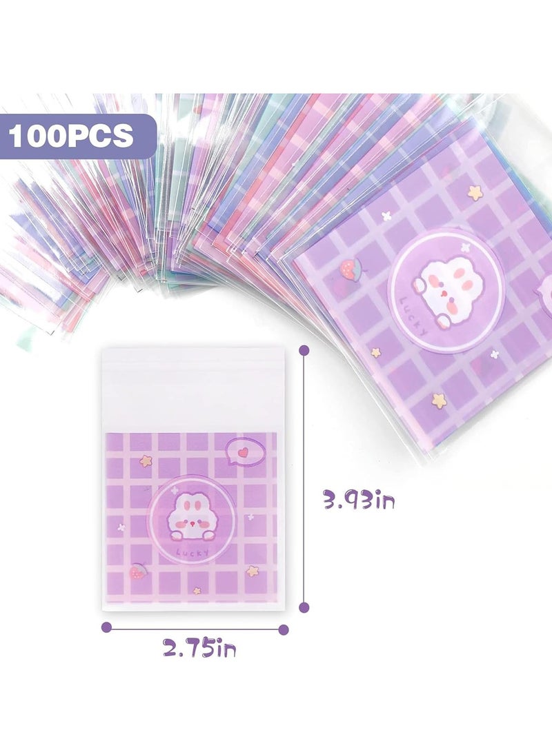 عام **أكياس بسكويت لطيفة، أكياس شفافة للبسكويت والمخبوزات، هدايا، تغليف الحلوى البلاستيكية الفردية، ذات لاصق ذاتي من OPP. تأتي العبوة بـ 100 كيس. مثالية لتغليف البسكويت، الحلويات، والمخبوزات، وتزيينها.** - Image 2