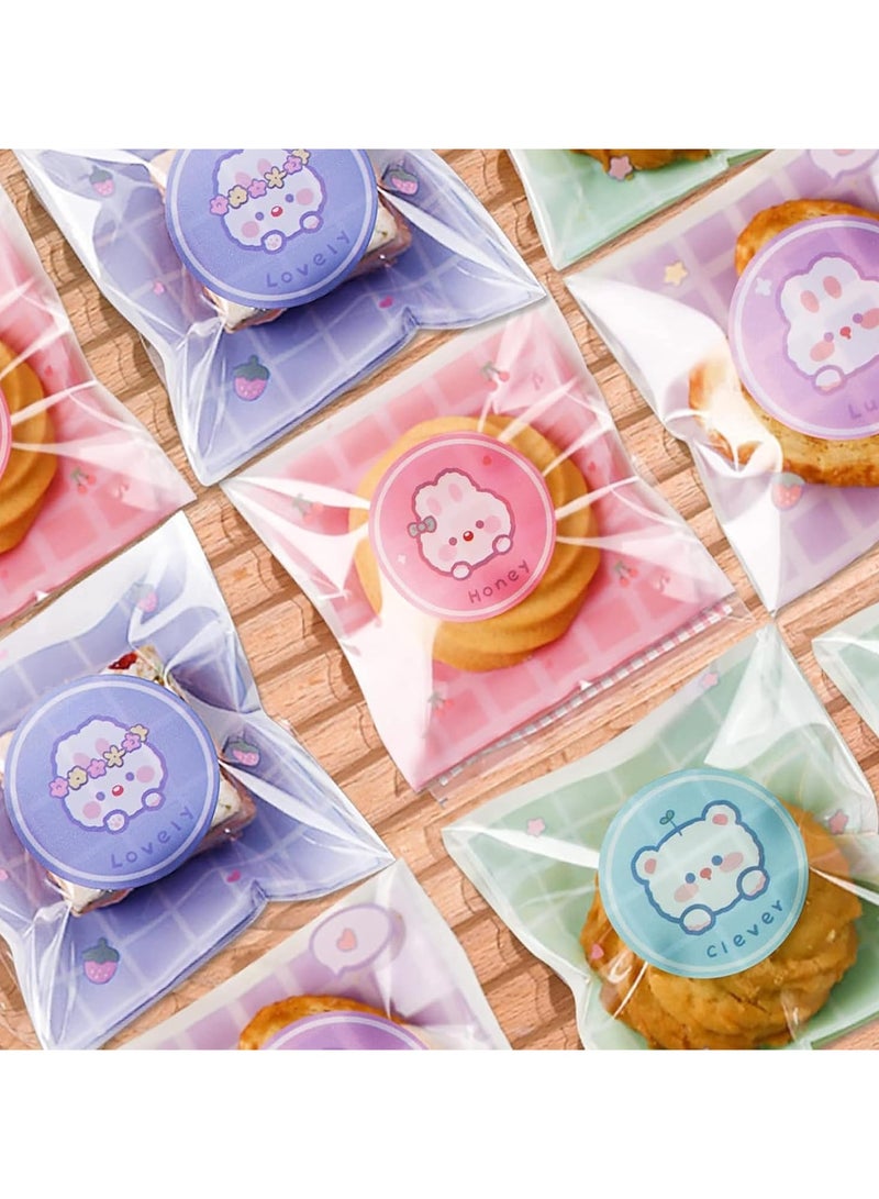 عام **أكياس بسكويت لطيفة، أكياس شفافة للبسكويت والمخبوزات، هدايا، تغليف الحلوى البلاستيكية الفردية، ذات لاصق ذاتي من OPP. تأتي العبوة بـ 100 كيس. مثالية لتغليف البسكويت، الحلويات، والمخبوزات، وتزيينها.** - Image 5