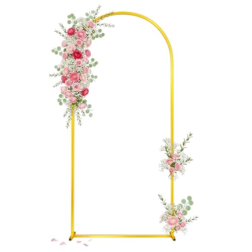 Toolterritary 6.6 FT Wedding Arch Backdrop Stand, Stable Heavy Duty Metal Wedding Arch Frame for Ceremony, Reinforced Balloon Arch Stand for Birthday Party & Baby Shower, Gold - Image 1