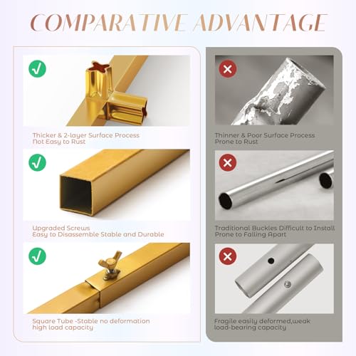 Toolterritary 6.6 FT Wedding Arch Backdrop Stand, Stable Heavy Duty Metal Wedding Arch Frame for Ceremony, Reinforced Balloon Arch Stand for Birthday Party & Baby Shower, Gold - Image 5