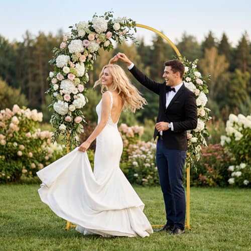 Toolterritary 6.6 FT Wedding Arch Backdrop Stand, Stable Heavy Duty Metal Wedding Arch Frame for Ceremony, Reinforced Balloon Arch Stand for Birthday Party & Baby Shower, Gold - Image 2