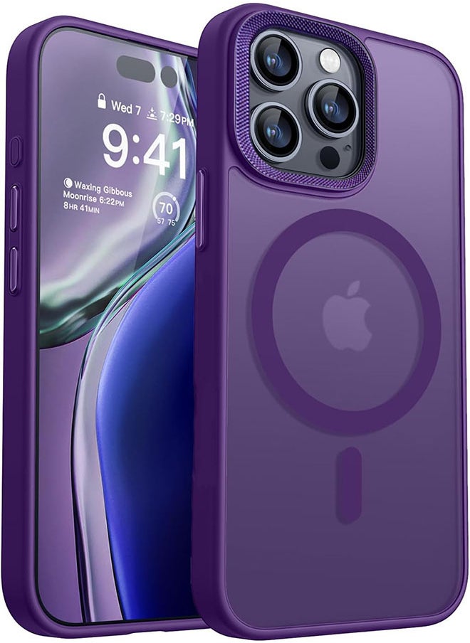 Generic - Case for 13 Pro Max Magnetic Clear Cover, Compatible with Wireless Charger and Magsafe Card Wallet, Simplistic Transparent Shockproof and Drop-Proof Case Compatible with 13  Pro Max- Purple - Image 1