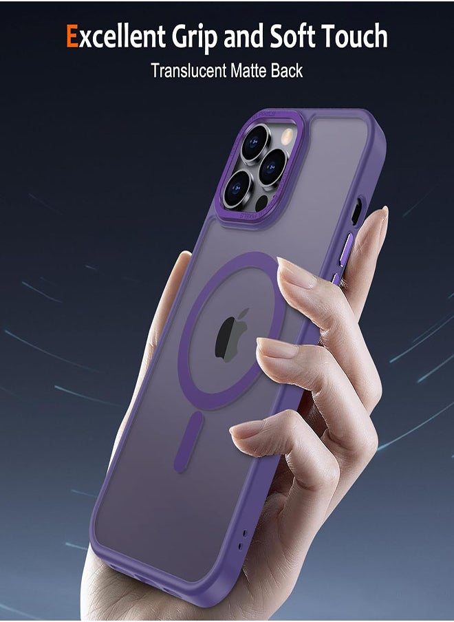 Generic - Case for 13 Pro Max Magnetic Clear Cover, Compatible with Wireless Charger and Magsafe Card Wallet, Simplistic Transparent Shockproof and Drop-Proof Case Compatible with 13  Pro Max- Purple - Image 1