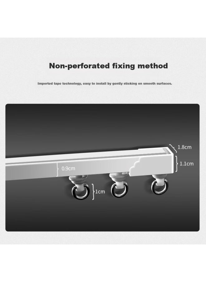 Mingju Curtain Adhesive Track No Punching Floating Window Door Curtain Parion Slide Track Top-mounted Side-mounted Ultra-thin Single Track White 1.5m - Image 2