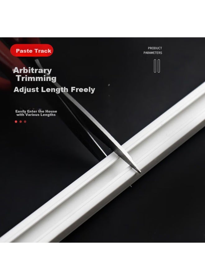 Mingju Curtain Adhesive Track No Punching Floating Window Door Curtain Parion Slide Track Top-mounted Side-mounted Ultra-thin Single Track White 1.5m - Image 3