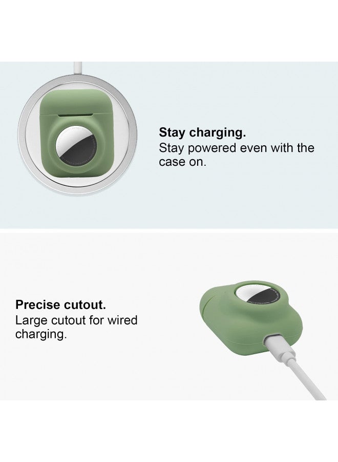 Enspito 2 in 1 Silicone Protective Skin Cover Compatible with AirPod 1&2 and AirTag, Soft Comprehensive Protective Case with 2 PCS TPU Screen Protector, Anti-Scratch Anti-Fall Anti-Lost(AvocadoGreen) - Image 3