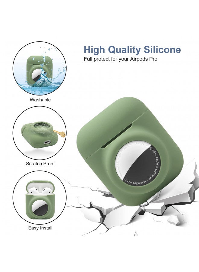 Enspito 2 in 1 Silicone Protective Skin Cover Compatible with AirPod 1&2 and AirTag, Soft Comprehensive Protective Case with 2 PCS TPU Screen Protector, Anti-Scratch Anti-Fall Anti-Lost(AvocadoGreen) - Image 2