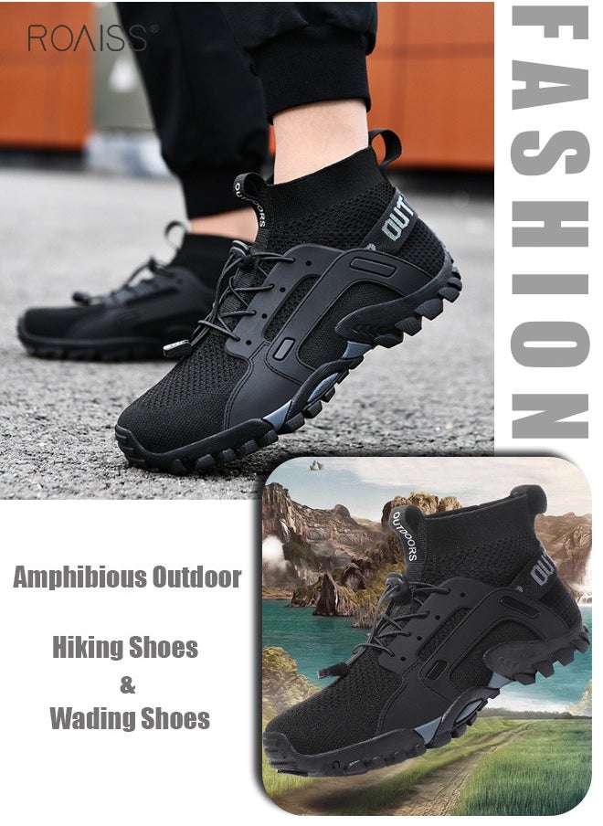 Mens High Top Water Shoes Breathable Hiking Shoes Quick Drying Sports Aqua Barefoot Shoes Anti-Slip Climbing Shoes Outdoor Fishing Shoes Fashion Men's Shoes Colorblock Sneakers