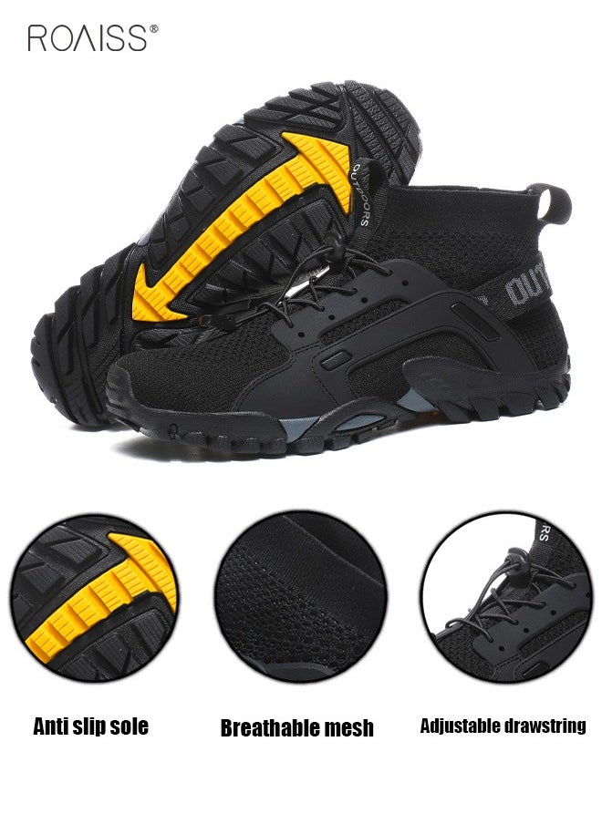 Mens High Top Water Shoes Breathable Hiking Shoes Quick Drying Sports Aqua Barefoot Shoes Anti-Slip Climbing Shoes Outdoor Fishing Shoes Fashion Men's Shoes Colorblock Sneakers