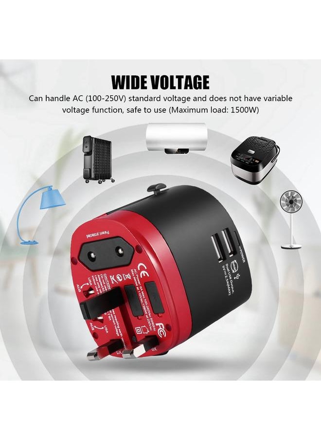 Thoraya 150 Countries Universal Charger Plug Travel Socket Global Power Adapter Converter Black and Red  - Image 4