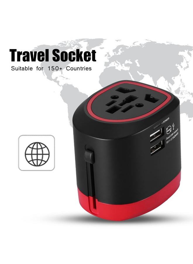 Thoraya 150 Countries Universal Charger Plug Travel Socket Global Power Adapter Converter Black and Red  - Image 3