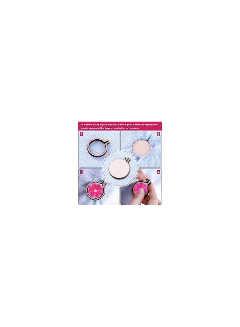 GGOOT 10pcs DIY Wooden Cross Stitch Hoop Mini Ring Embroidery Circle Sewing Frame  - Image 4