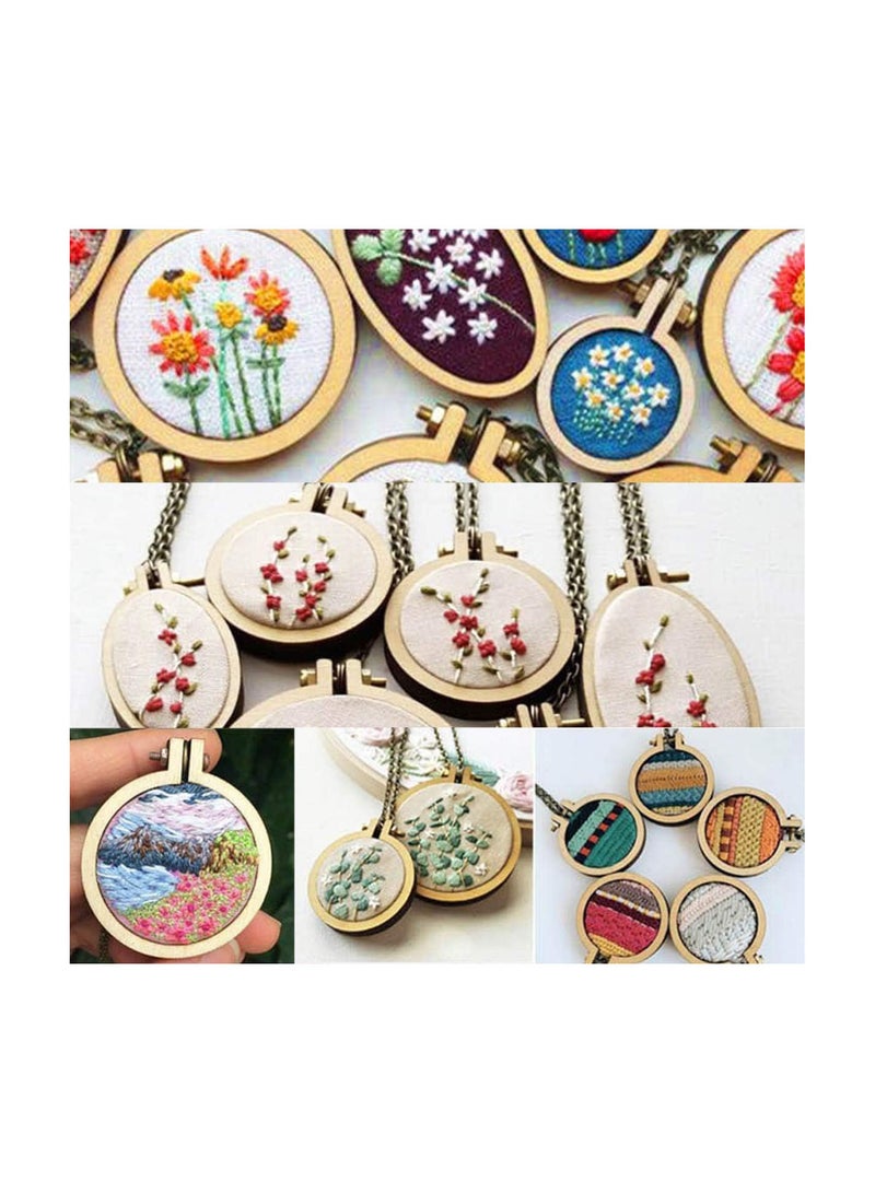 GGOOT 10pcs DIY Wooden Cross Stitch Hoop Mini Ring Embroidery Circle Sewing Frame  - Image 1