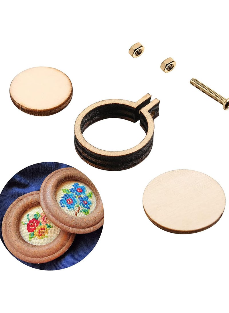 GGOOT 10pcs DIY Wooden Cross Stitch Hoop Mini Ring Embroidery Circle Sewing Frame  - Image 3