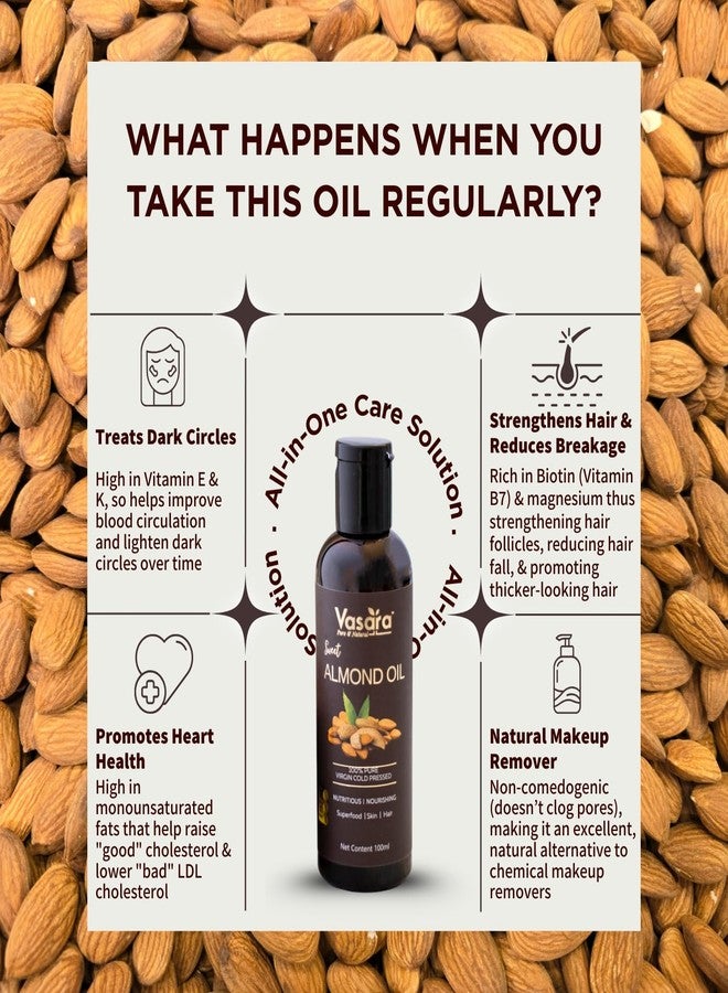 Vasara Cold Pressed Sweet Almond Oil 200ml | Badam ka Tel | For Skin, Hair Growth, Baby Massage | Pure & Natural | Virgin Grade - Image 2
