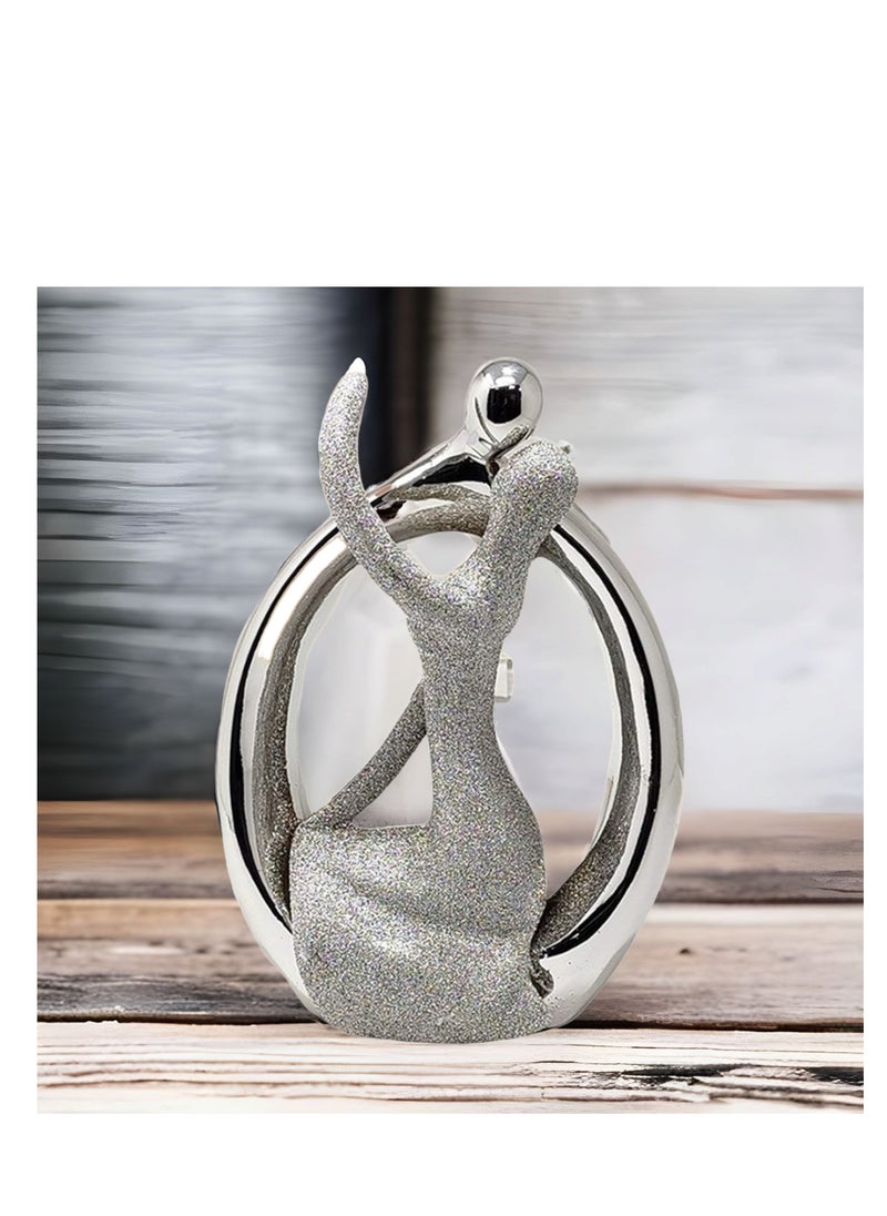 UPSCALE Extra Tall (24cm) Beautiful Love Couple Home Decor Item, Artefact, Statue for Home Decor, Living Room & Gifting| Silver & Glitter  - Image 5