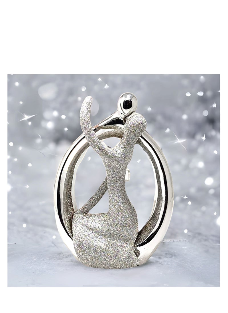 UPSCALE Extra Tall (24cm) Beautiful Love Couple Home Decor Item, Artefact, Statue for Home Decor, Living Room & Gifting| Silver & Glitter  - Image 2