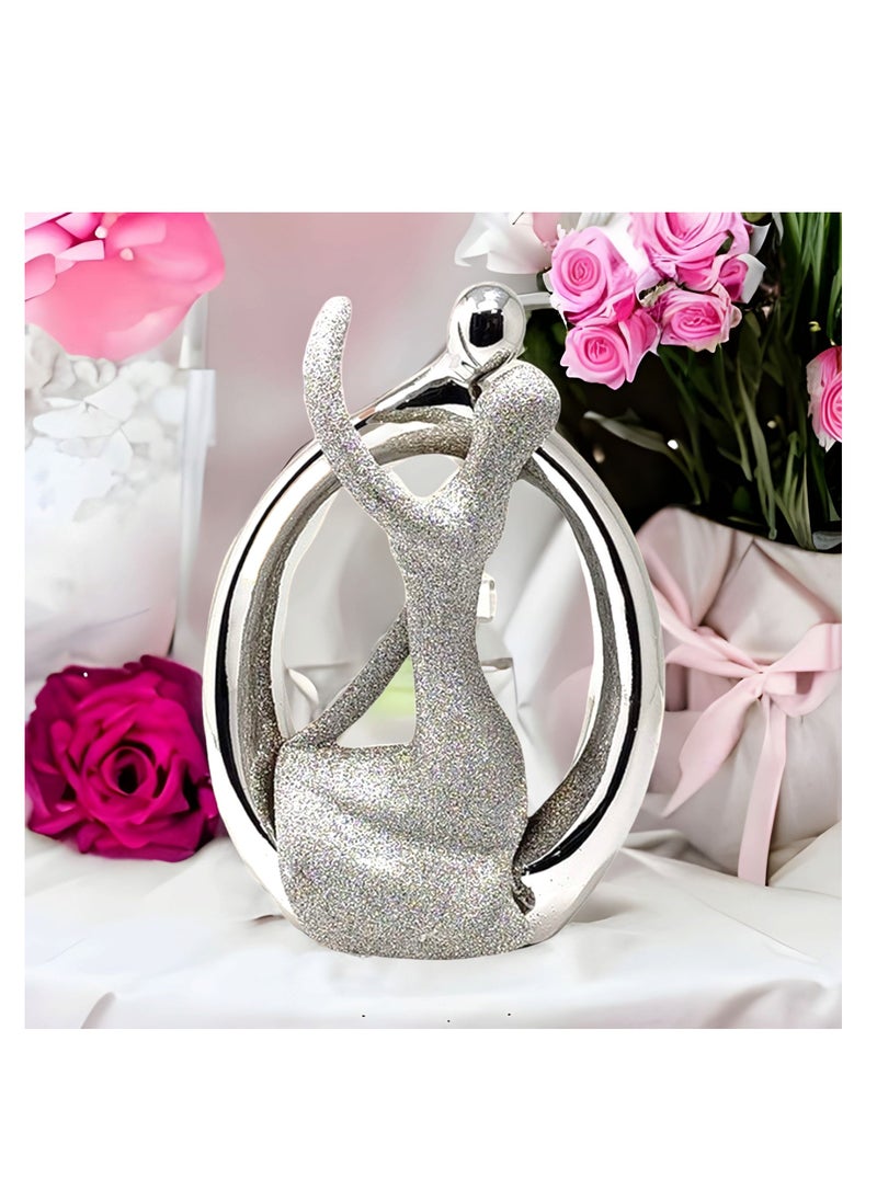 UPSCALE Extra Tall (24cm) Beautiful Love Couple Home Decor Item, Artefact, Statue for Home Decor, Living Room & Gifting| Silver & Glitter  - Image 3