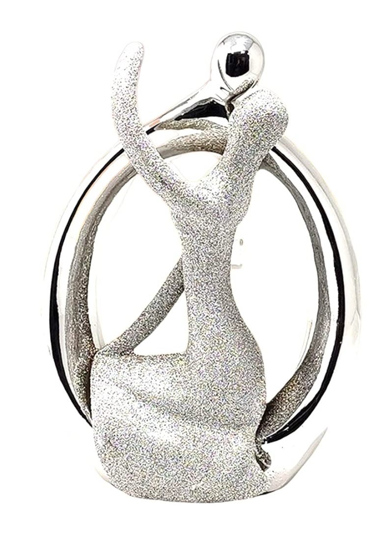 UPSCALE Extra Tall (24cm) Beautiful Love Couple Home Decor Item, Artefact, Statue for Home Decor, Living Room & Gifting| Silver & Glitter Silver & Glitter  - Image 2