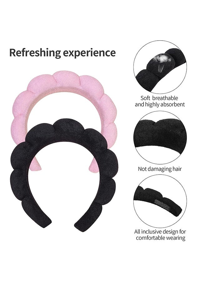 أربطة رأس سبا لغسل الوجه أو العناية بالبشرة، مجموعة من 2 رباط رأس للعناية بالبشرة، حزمة مكونة من أربطة رأس قماش تيري - رباط رأس مريح لغسل الوجه، قناع، علاج للبشرة - Image 2