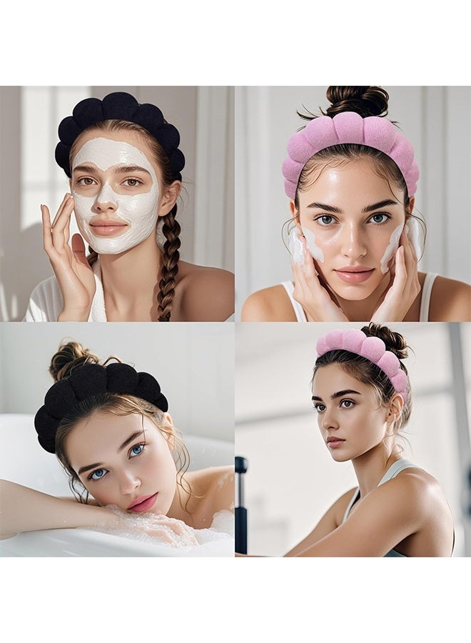 أربطة رأس سبا لغسل الوجه أو العناية بالبشرة، مجموعة من 2 رباط رأس للعناية بالبشرة، حزمة مكونة من أربطة رأس قماش تيري - رباط رأس مريح لغسل الوجه، قناع، علاج للبشرة - Image 3