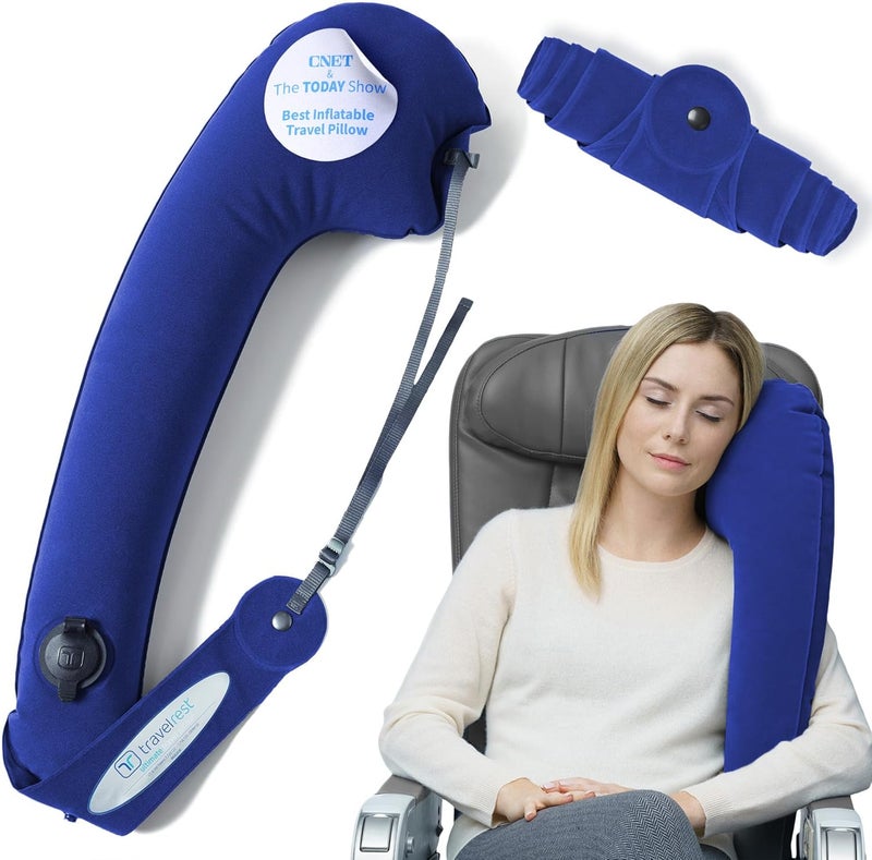 Travelrest Ultimate Travel Pillow & Neck Pillow - Inflatable Support for Airplane, Car, and More - Image 1