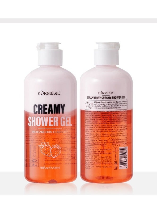Kormesic غسول الجسم رغوة حليب الفراولة 290 مل-كريمي وحلو - Image 1
