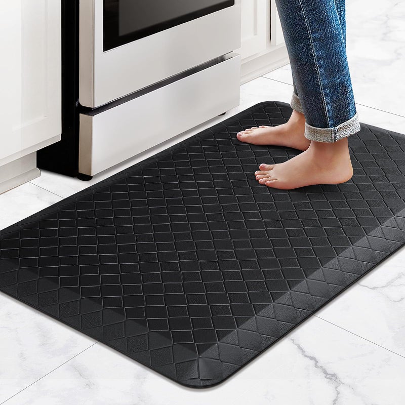 HappyTrends Kitchen Floor Mat  45 Inch Thick AntiFatigue Kitchen RugWaterproof NonSlip Kitchen Mats and Rugs Heavy Duty Ergonomic Comfort Rug for KitchenOfficeSinkLaundry22x36 Black