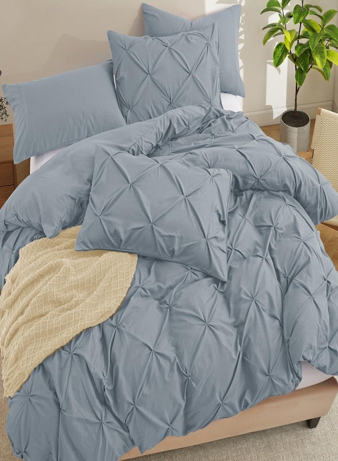 VACVELT Pintuck Pillow Cases King Size Set of 2, Light Gray Pillow Shams Decorative Pillowcases with Envelope Closure, Pinch Pleated Microfiber Pillowcases, Wrinkle and Stain Resistant - Image 3
