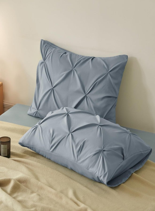 VACVELT Pintuck Pillow Cases King Size Set of 2, Light Gray Pillow Shams Decorative Pillowcases with Envelope Closure, Pinch Pleated Microfiber Pillowcases, Wrinkle and Stain Resistant - Image 4