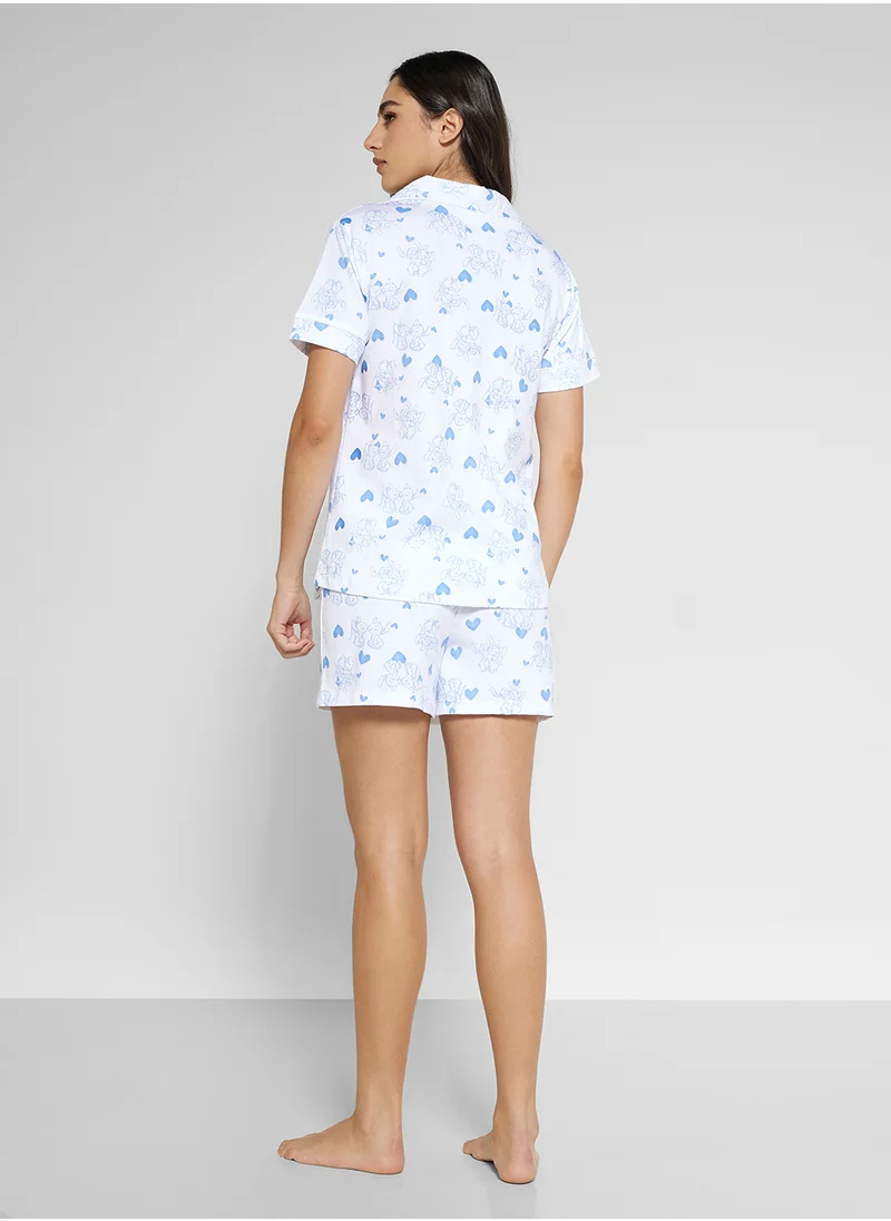 Disney Stitch Jersey Shirt & Short Pj Set