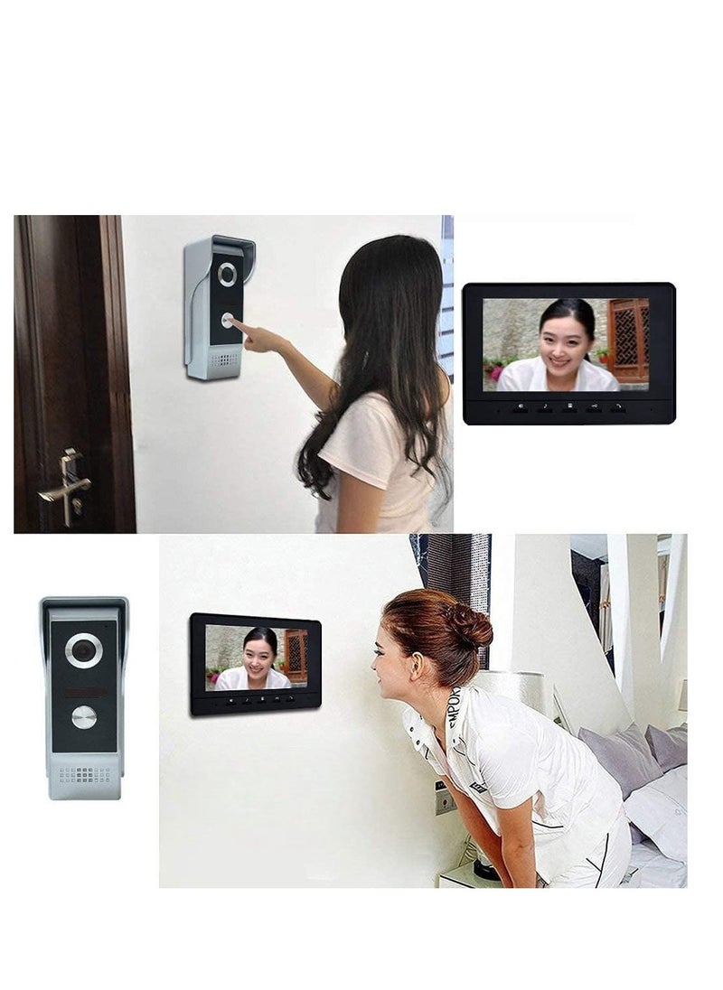 Generic - Wired Video Doorbell Phone, 7 inch Video Intercom Monitor Door phone System, Wired Video Door Phone HD Camera Kits Support Unlock, Monitoring, Dual-Way Intercom for Villa House Office Apartment - Image 1