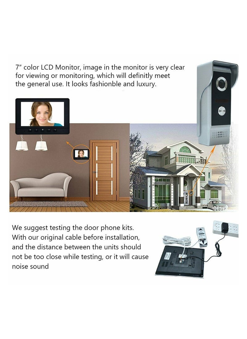 Generic - Wired Video Doorbell Phone, 7 inch Video Intercom Monitor Door phone System, Wired Video Door Phone HD Camera Kits Support Unlock, Monitoring, Dual-Way Intercom for Villa House Office Apartment - Image 1