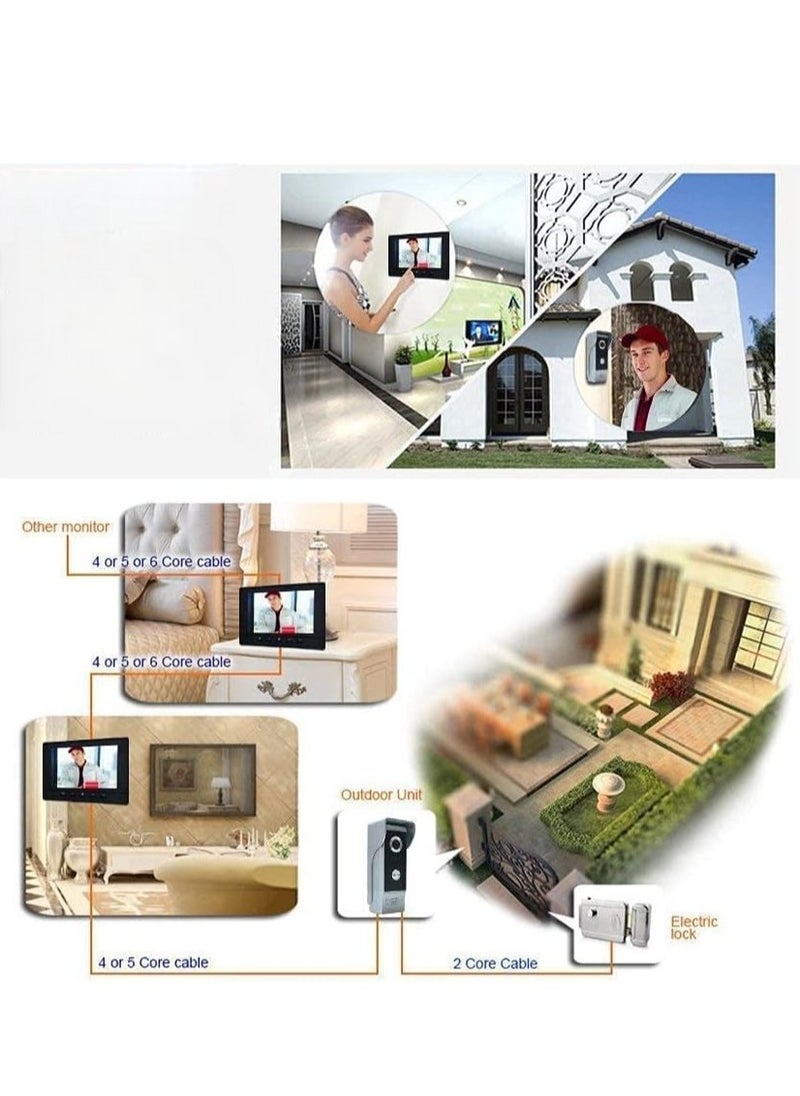 Generic - Wired Video Doorbell Phone, 7 inch Video Intercom Monitor Door phone System, Wired Video Door Phone HD Camera Kits Support Unlock, Monitoring, Dual-Way Intercom for Villa House Office Apartment - Image 1