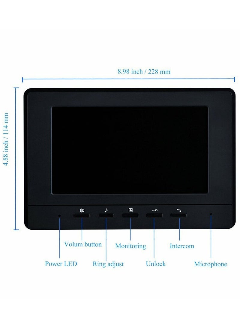 Generic - Wired Video Doorbell Phone, 7 inch Video Intercom Monitor Door phone System, Wired Video Door Phone HD Camera Kits Support Unlock, Monitoring, Dual-Way Intercom for Villa House Office Apartment - Image 1